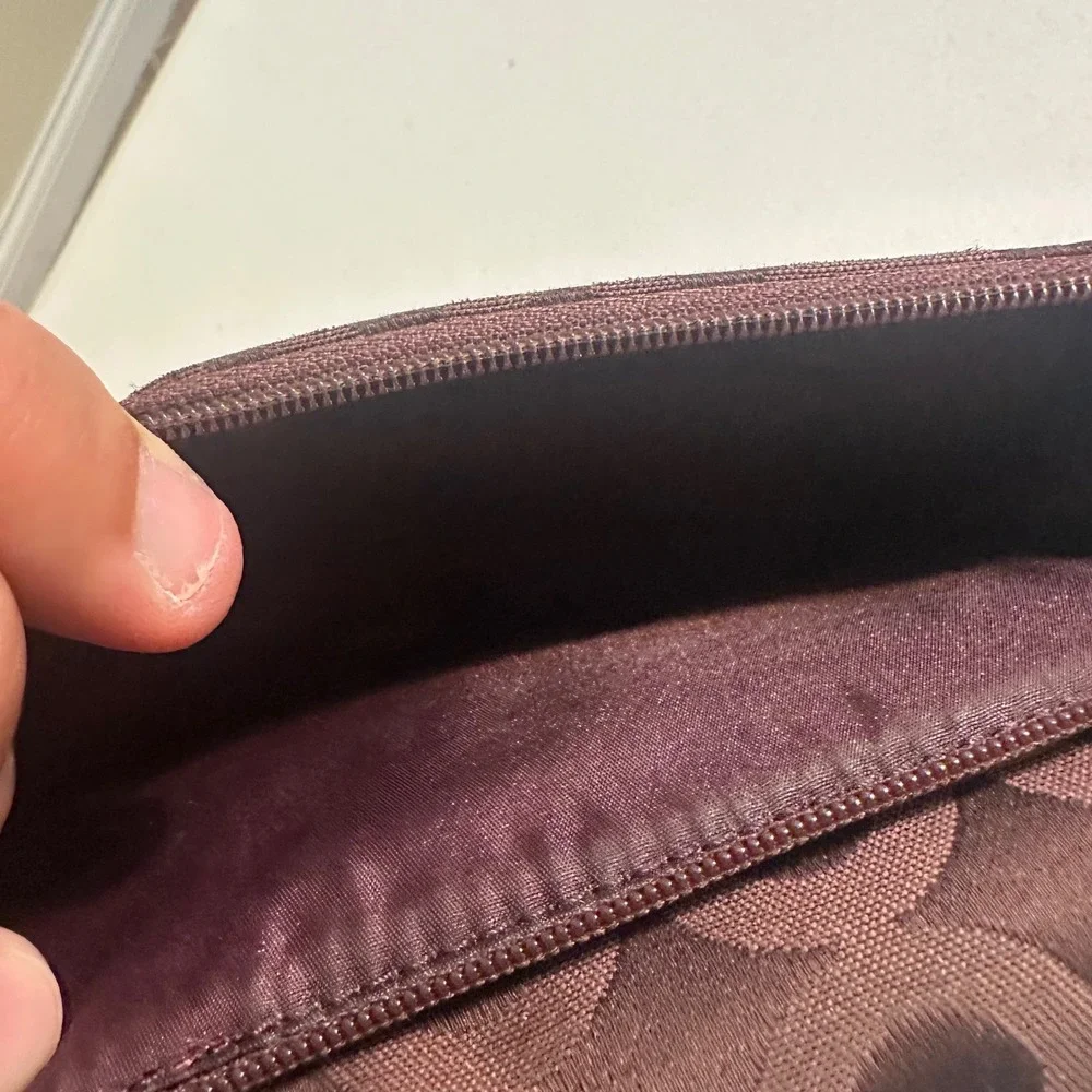 Coach Wallet Womens Brown Signature‎ Jacquard Turnlock Trifold Zip Organizer